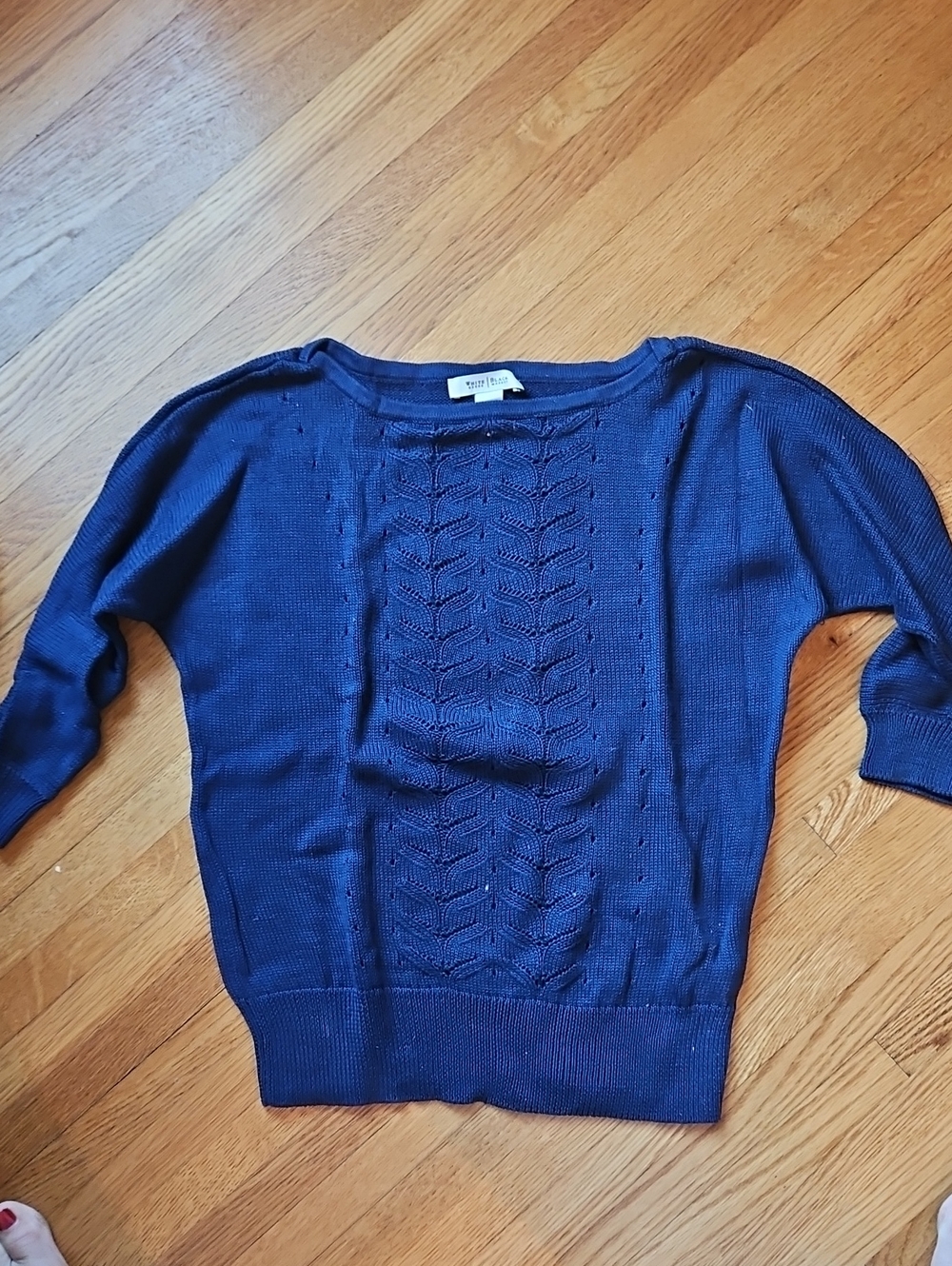 White House Black Market Women's Navy Crewneck Knit Sweater